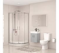 Nes Home 450mm Wall Hung Cabinet With Basin & Toilet With Shower Enclosure