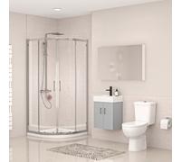 Nes Home 450mm Wall Hung Cabinet with Basin & Toilet with Shower Enclosure