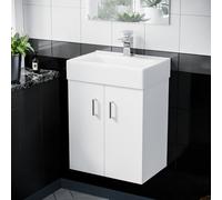 Nes Home 450mm White 2 Doors Basin Vanity Unit Wall Hung Cabinet Flat Pack