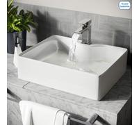 Nes Home Leven 485 x 375mm Cloakroom Rectangle Counter Top with Rounded Corners in White Nes Home White