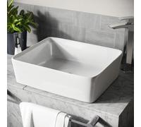 Nes Home 485 x 380mm Rounded Counter Top Basin Rectangle Cloakroom Bathroom Sink | Leven in White Nes Home White