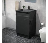 Nes Home 485mm Left Hand Black Vanity Unit With Black Resin Basin
