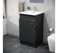 Nes Home 485mm Left Hand Black Vanity Unit with White Resin Basin