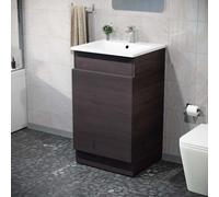 Nes Home 485mm Left Hand Dark Oak Vanity Unit With White Resin Basin