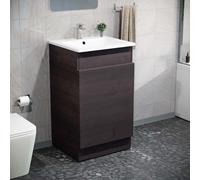 Nes Home 485mm Right Hand Dark Oak Vanity Unit With White Resin Basin