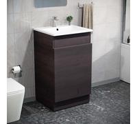 Nes Home 485mm Right Hand Dark Oak Vanity Unit with White Resin Basin