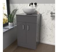 Nes Home 500mm Anthracite Bathroom Vanity Unit With Countertop & Round Basin