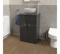 Nes Home 500mm Anthracite Vanity Unit Cabinet With Worktop