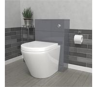Nes Home 500mm Back To Wall Rimless Toilet with WC Unit Steel Grey