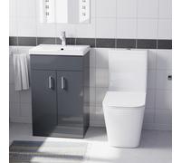 Nes Home 500mm Dark Grey Basin Vanity & Rimless White Close Coupled Toilet