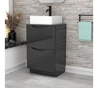 Nes Home 500mm Dark Grey Bathroom 2 Drawers Vanity & Worktop With Square Basin
