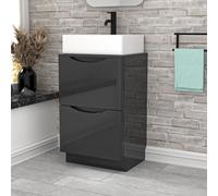 Nes Home 500mm Dark Grey Bathroom Vanity Unit, Worktop With Square Bowl Basin