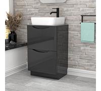 Nes Home 500mm Dark Grey Drawers Vanity, Worktop & Square Rounded Corner Basin