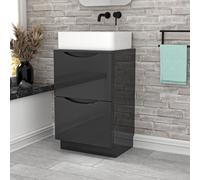 Nes Home 500mm Dark Grey Freestanding Vanity Unit With Square Bowl Basin