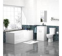 Nes Home 500mm Floorstanding Basin Vanity, Close Coupled Toilet & Round Bath