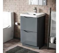 Nes Home 500mm Floorstanding Basin Vanity Unit Grey Material Mdf