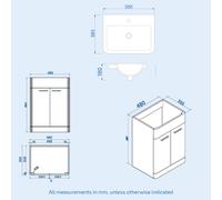 Nes Home 500mm Freestanding Dark Grey Vanity & 350mm Wall Hung Cabinet