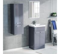 Nes Home 500mm Freestanding Grey Basin Vanity & 350mm Wall Hung Tall Cabinet Set