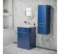 Nes Home 500mm Freestanding Matte Blue Basin Vanity & 350mm Wall Hung Cabinet