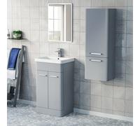 Nes Home 500mm Freestanding Matte Grey Vanity & 350mm Wall Hung Cabinet