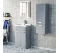 Nes Home 500mm Freestanding Matte Grey Vanity & 350mm Wall Hung Cabinet