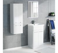 Nes Home 500mm Freestanding White Basin Vanity & 350mm Wall Hung Tall Cabinet