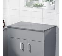 Nes Home 505mm Gloss Steel Grey MDF Bathroom Worktop For Vanity Cabinet