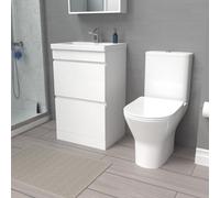 Nes Home 500mm Gloss White 2 Drawers Basin Vanity & Close Coupled Toilet