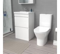 Nes Home 500mm Gloss White 2 Drawers Basin Vanity & Close Coupled Toilet