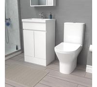 Nes Home 500mm Gloss White Basin Vanity & Close Coupled Toilet