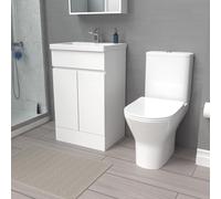 Nes Home 500mm Gloss White Basin Vanity & Close Coupled Toilet