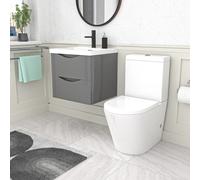 Nes Home 500mm Grey Wall Hung Vanity Basin Vanity & Close Coupled Toilet