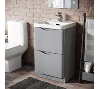 Nes Home 500mm Matte Grey 2 Drawer Freestanding Vanity Basin Cabinet Bathroom