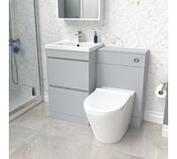 Nes Home 500mm Matte Grey 2 Drawers Vanity, Wc Unit & Btw White Round Toilet