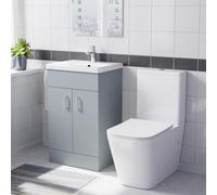 Nes Home 500mm Matte Grey Basin Vanity & Rimless White Close Coupled Toilet
