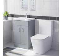 Nes Home 500mm Matte Grey Basin Vanity & Rimless White Close Coupled Toilet