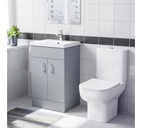 Nes Home 500mm Matte Grey Basin Vanity & Square White Close Coupled Toilet