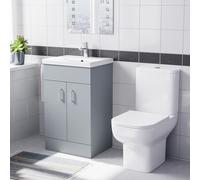 Nes Home 500mm Matte Grey Basin Vanity & Square White Close Coupled Toilet