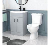Nes Home 500mm Matte Grey Basin Vanity Unit And White Close Coupled Toilet