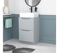 Nes Home 500mm Matte Grey Bathroom Vanity Unit, Worktop With Square Bowl Basin