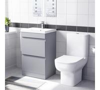 Nes Home 500mm Matte Grey Drawers Basin Vanity Unit & Close Coupled Toilet