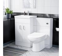Nes Home 500mm Vanity Basin Unit & WC Unit and BTW Toilet Soft Close