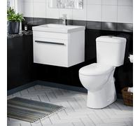 Nes Home 500mm Wall Hung 1 Drawer Vanity Unit Gloss White And Complete Toilet Set