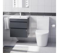 Nes Home 500mm Wall Hung Basin 2 Drawers Handless With Basin & Toilet
