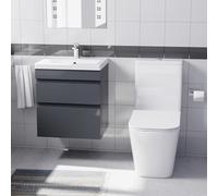 Nes Home 500mm Wall Hung Drawers Vanity With Basin & Close Coupled Toilet