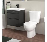 Nes Home 500mm Wall Hung Vanity 2 Drawers Handless Anthracite with Toilet