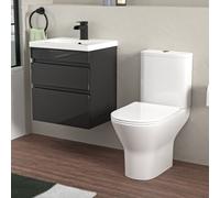 Nes Home 500mm Wall Hung Vanity 2 Drawers in Anthracite with Toilet