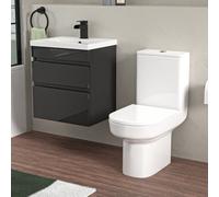 Nes Home 500mm Wall Hung Vanity in Anthracite with Basin & Toilet