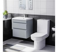 Nes Home 500mm Wall Hung Vanity in Matt Grey with Basin & Toilet