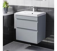 Nes Home 500mm Wall Hung Vanity With 2 Drawers Handless In Matte Grey